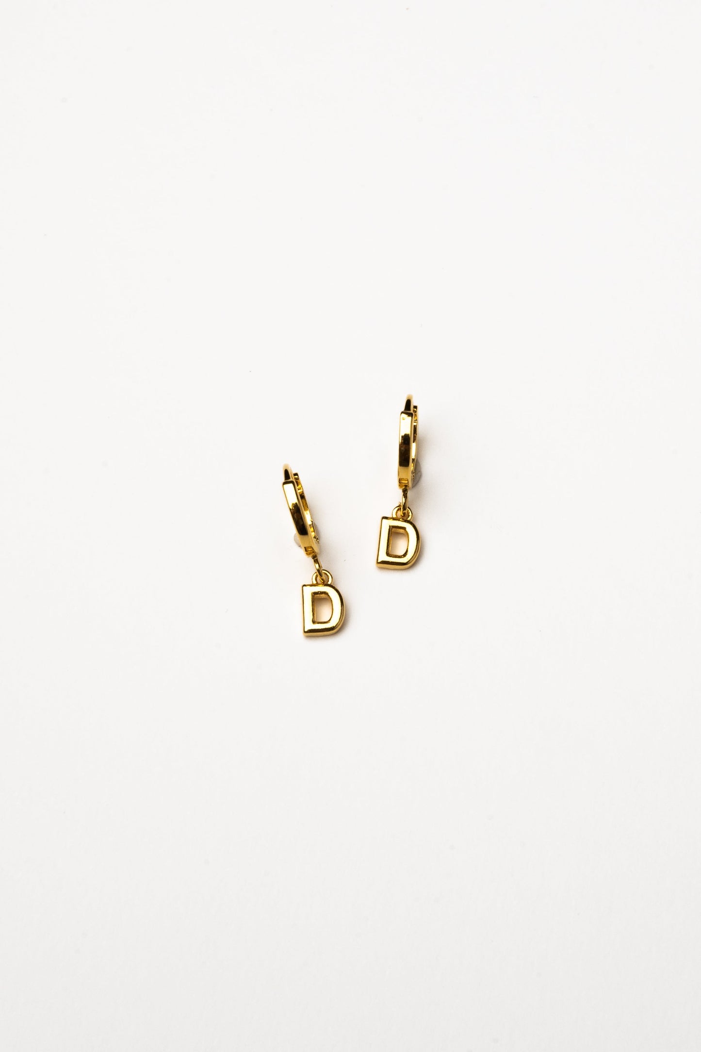 Cove Initial Letter Huggie Earrings WOMEN'S EARINGS Cove Accessories D 18k Gold Plated
