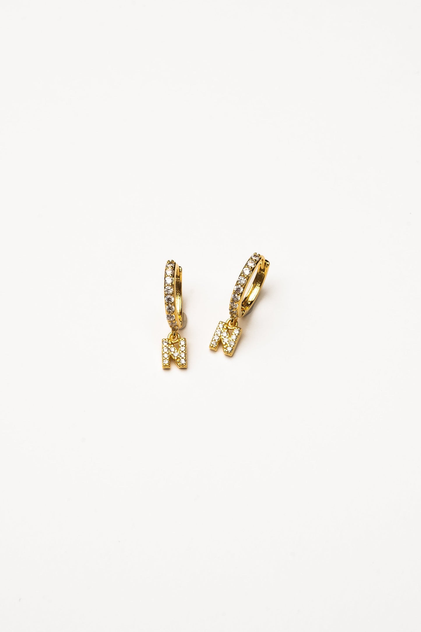 Cove Initial CZ Huggie WOMEN'S EARINGS Cove Accessories N 18k Gold Dipped