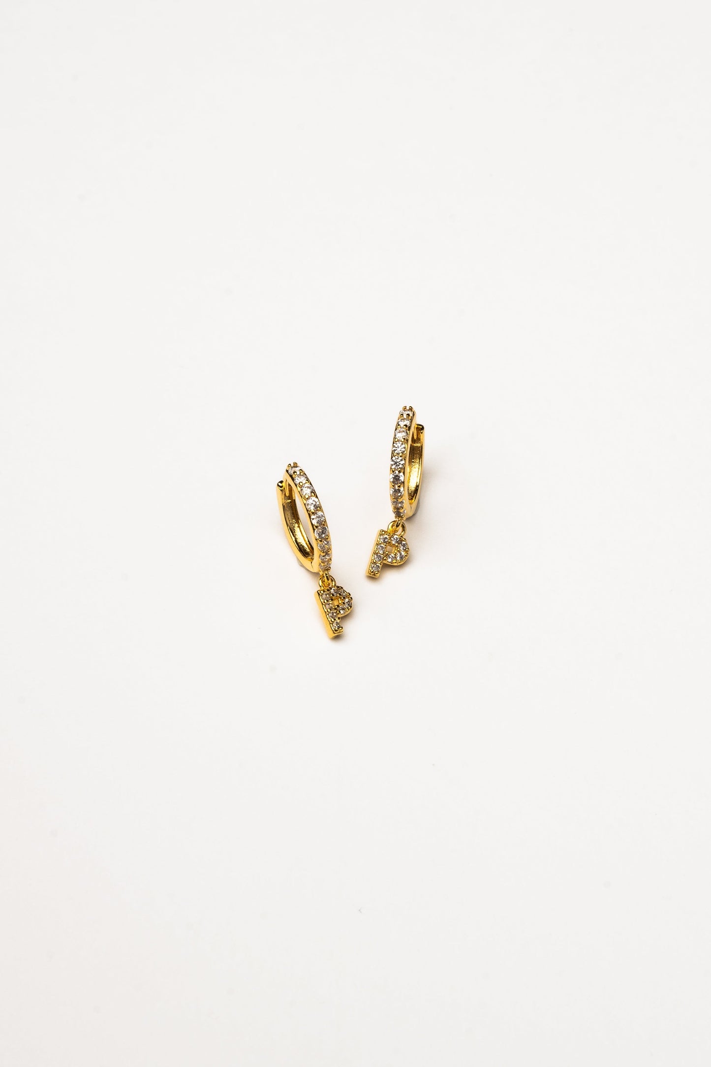 Cove Initial CZ Huggie WOMEN'S EARINGS Cove Accessories P 18k Gold Dipped