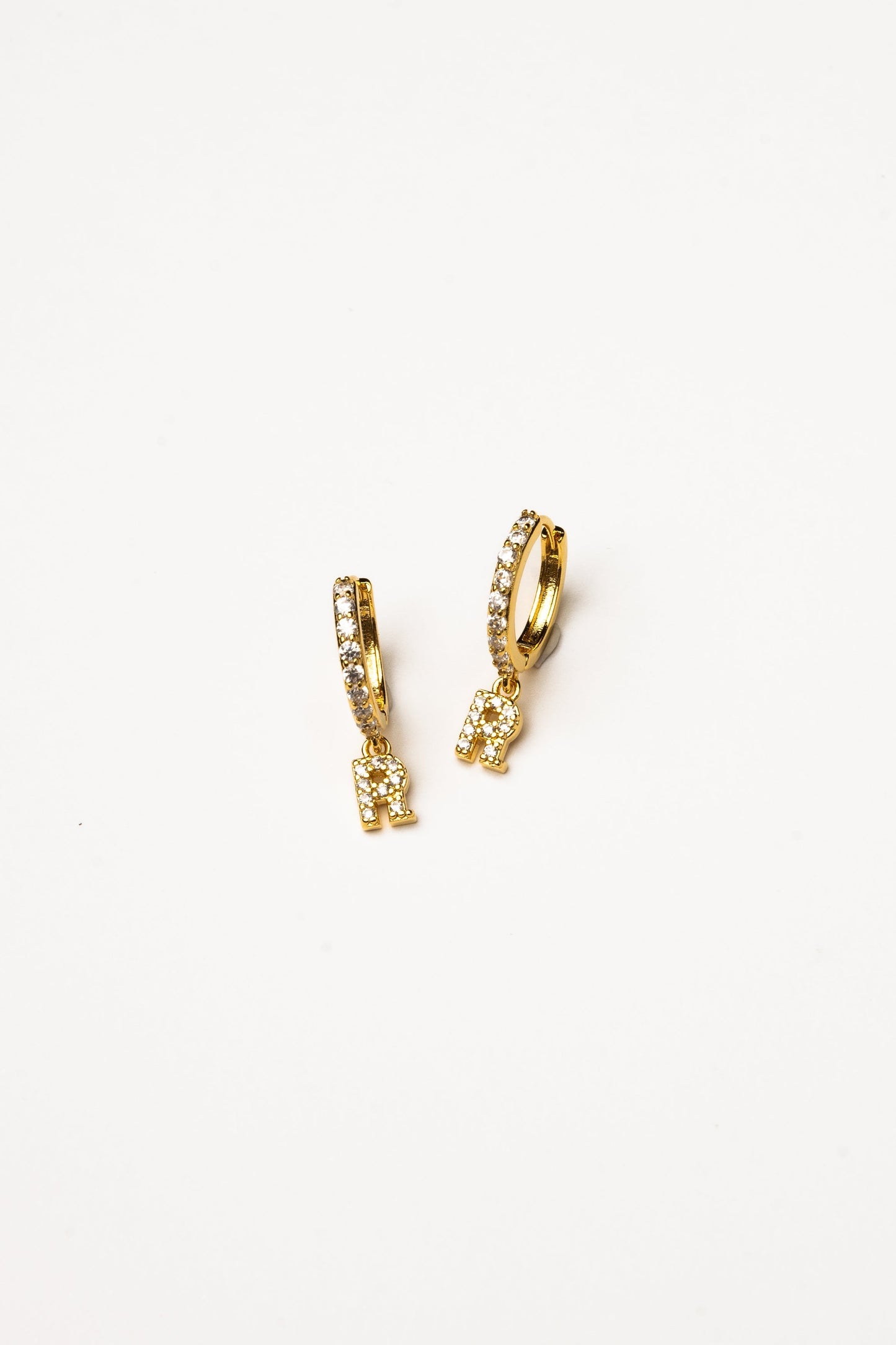 Cove Initial CZ Huggie WOMEN'S EARINGS Cove Accessories R 18k Gold Dipped