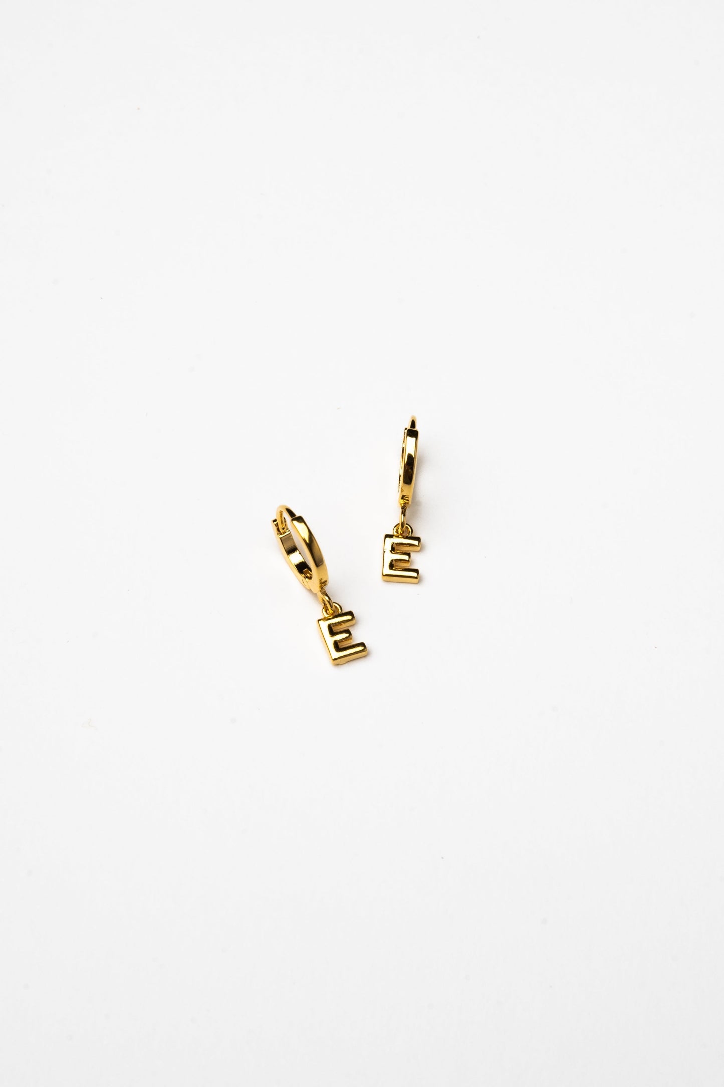 Cove Initial Letter Huggie Earrings WOMEN'S EARINGS Cove Accessories E 18k Gold Plated