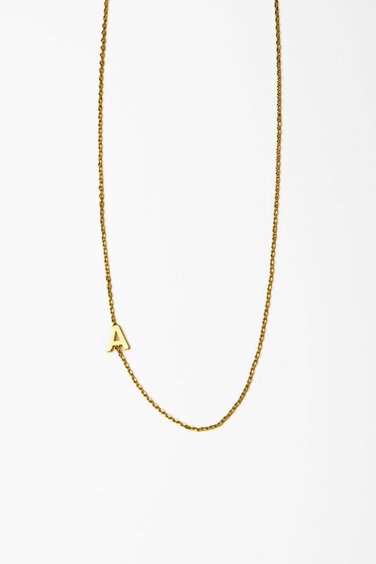 Cove Initial Necklace WOMEN'S NECKLACE Cove Accessories 18k Gold Plated 16" + 2" extender A