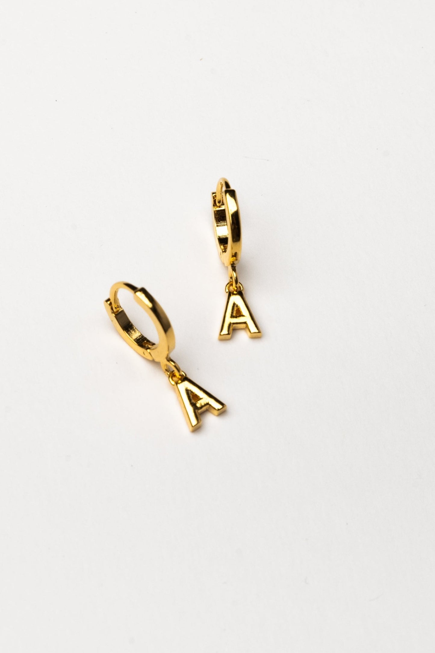 Cove Initial Letter Huggie Earrings WOMEN'S EARINGS Cove Accessories A 18k Gold Plated 