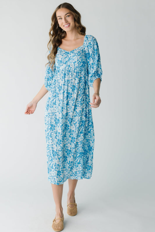Crepe Print Dress WOMEN'S DRESS Citrus Blue XS