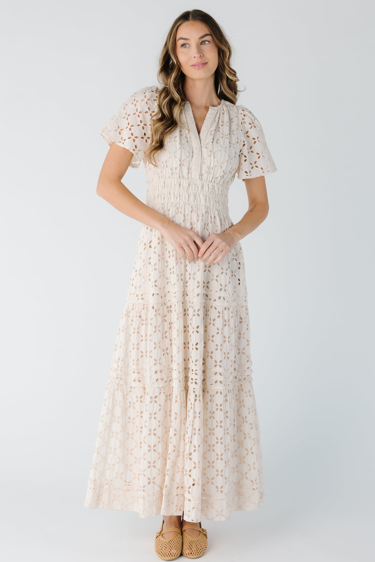 Citrus Eyelet Shae Dress - Eggshell WOMEN'S DRESS Citrus