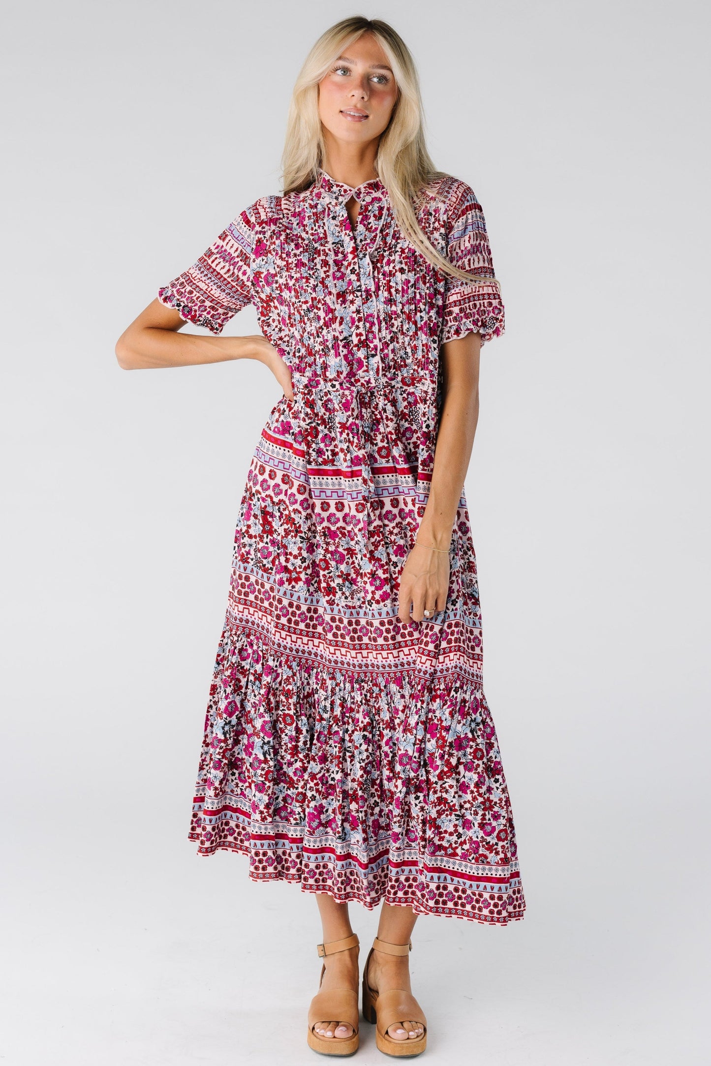 Citrus Pintuck Mix Print Dress WOMEN'S DRESS Citrus