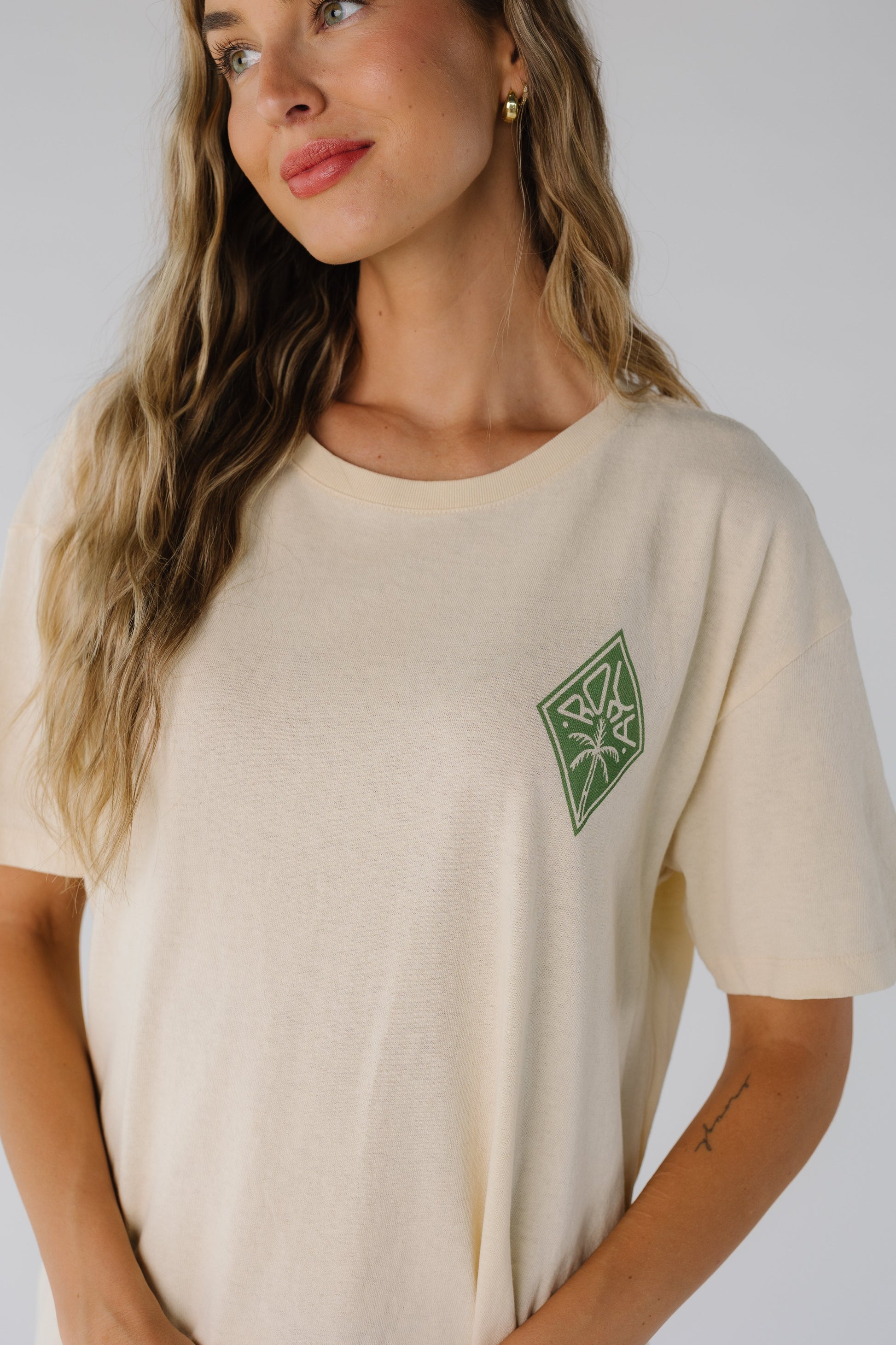 Close view of Roxy graphic tee