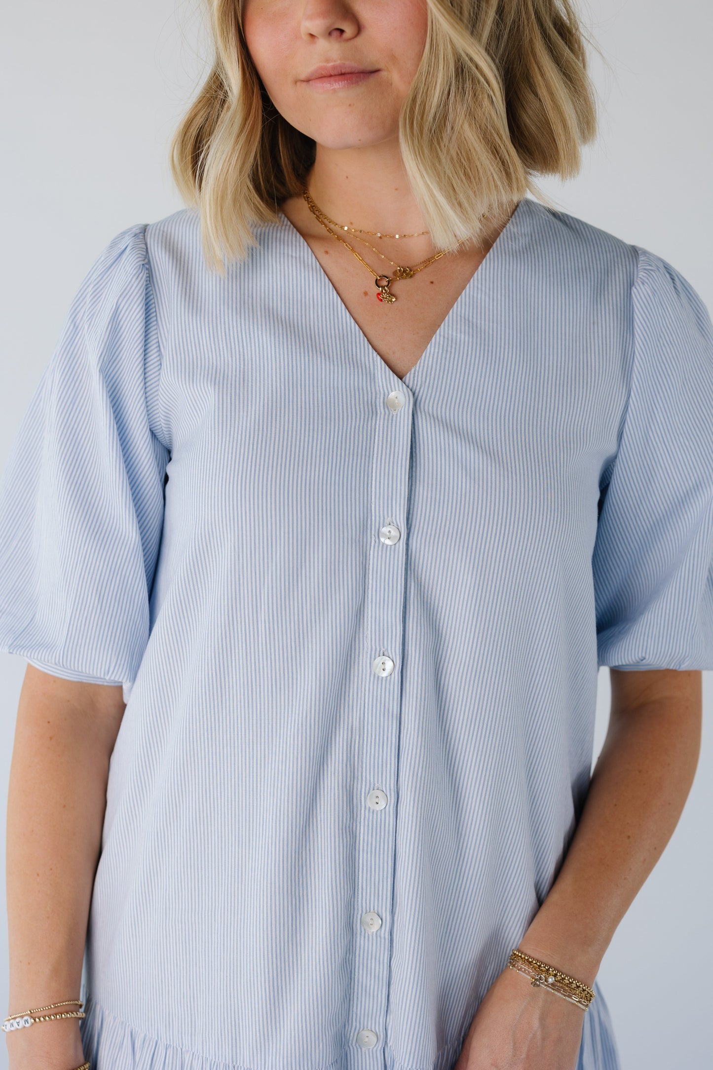 V-neck button down dress