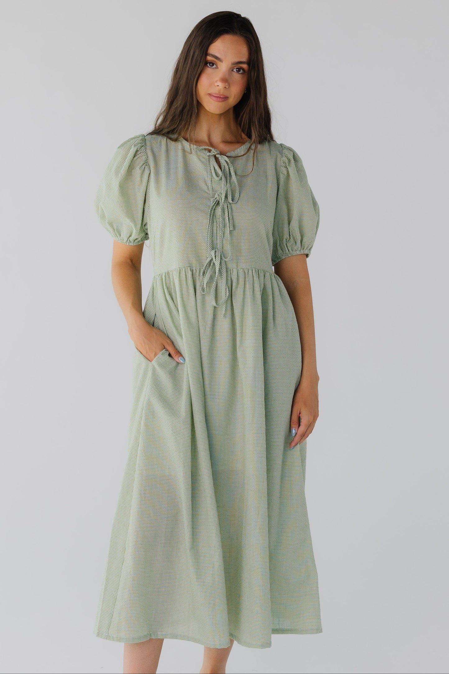 Florence Gingham Dress in green