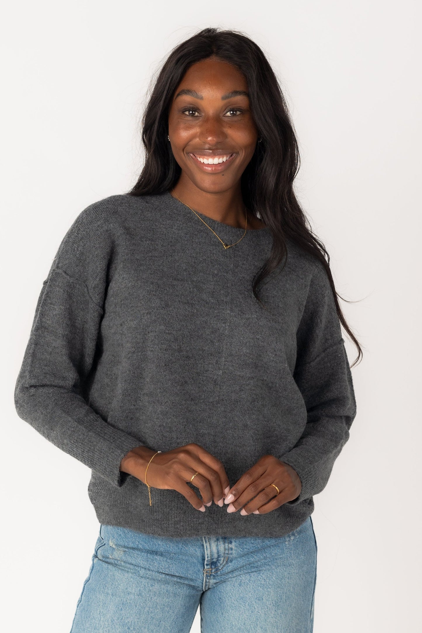 Good Looks Crewneck Sweater WOMEN'S SWEATERS Blu Pepper Charcoal S