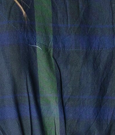 Blue and green plaid fabric swatch.