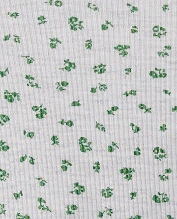 Heather grey swatch of green floral top