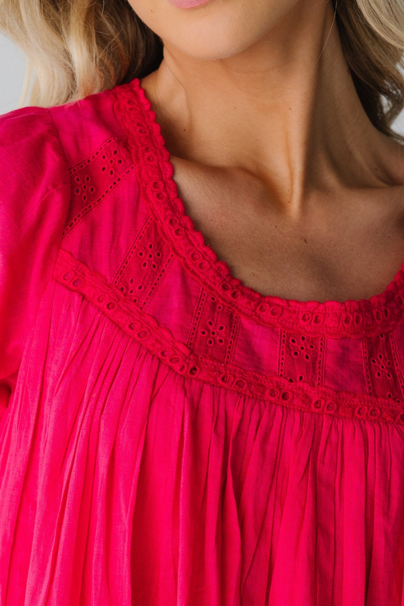 Pink lace inset dress
