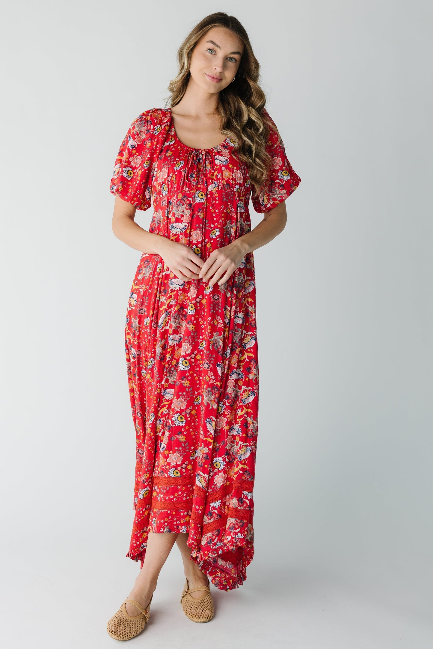 Lyon Printed Dress red print maxi by Citrus