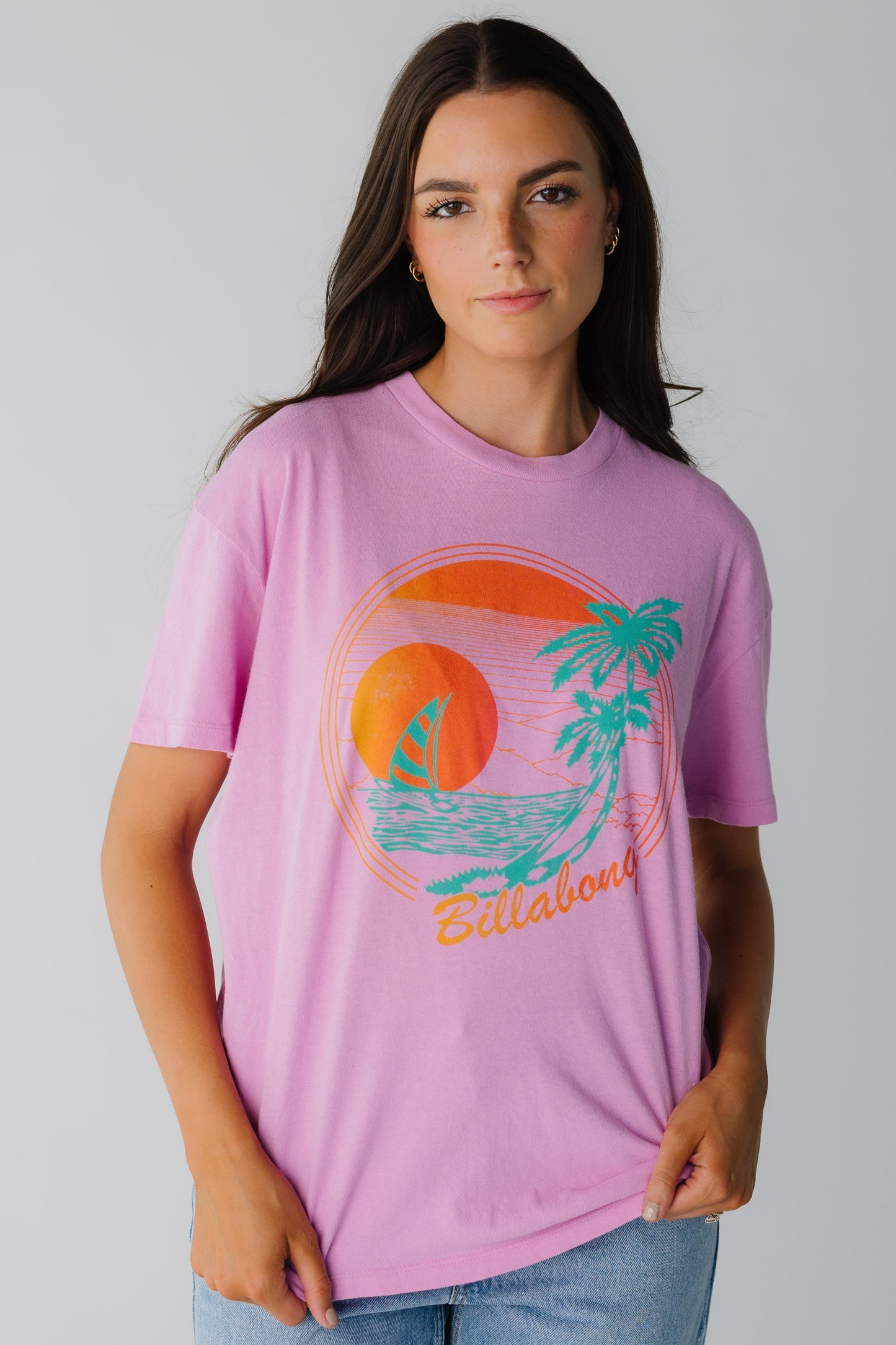 Billabong bright pink graphic tee