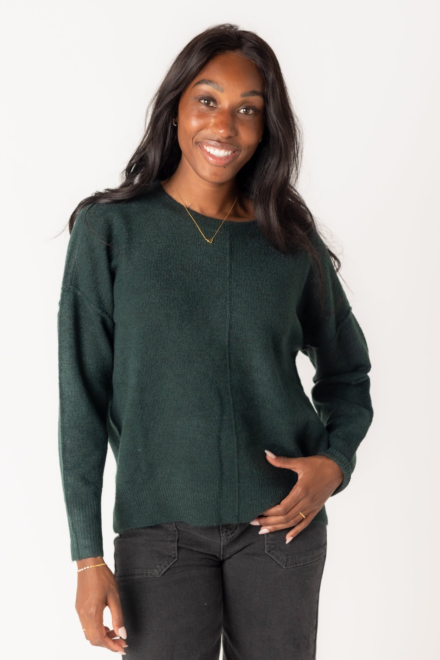 Good Looks Crewneck Sweater WOMEN'S SWEATERS Blu Pepper Hunter Green S