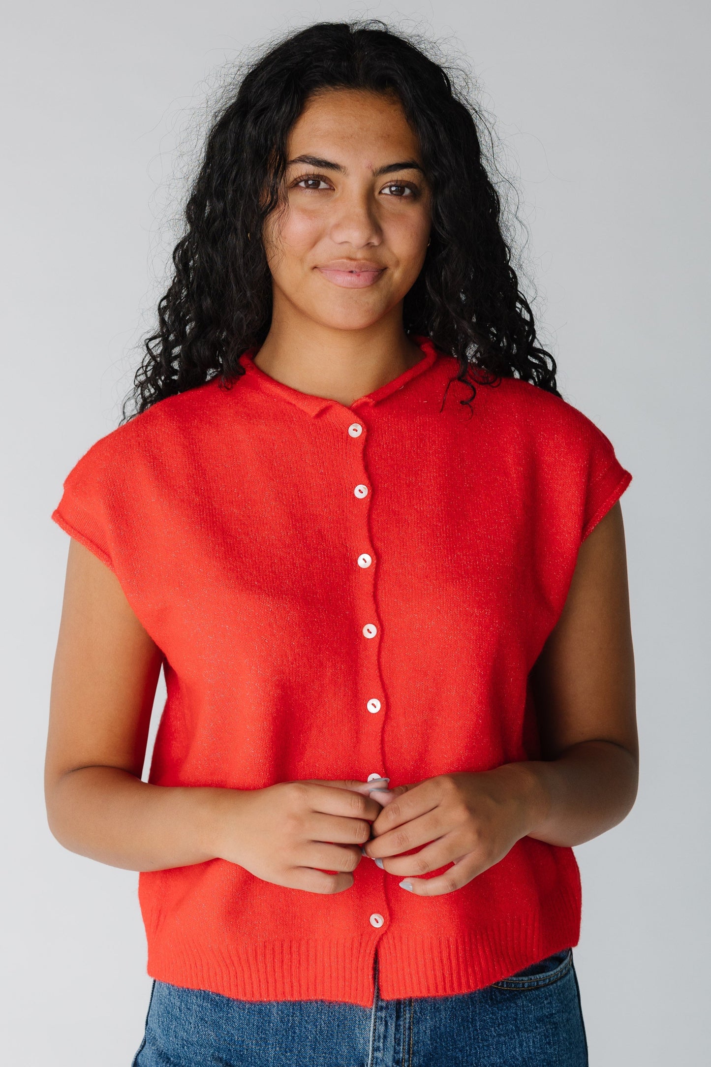 Bonnie Sweater Vest Cardigan for women in red