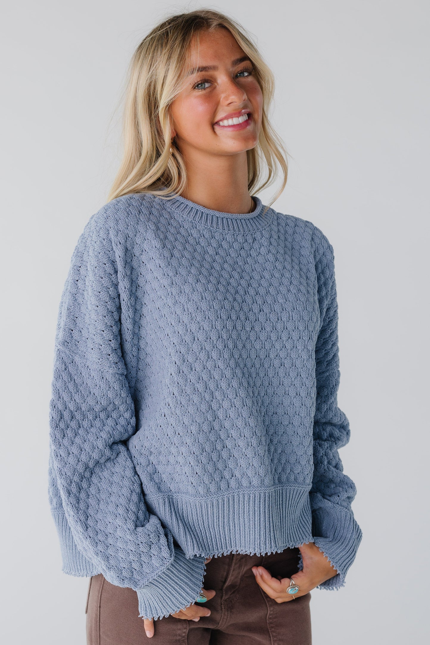 Textured Sweater for women in cloud blue