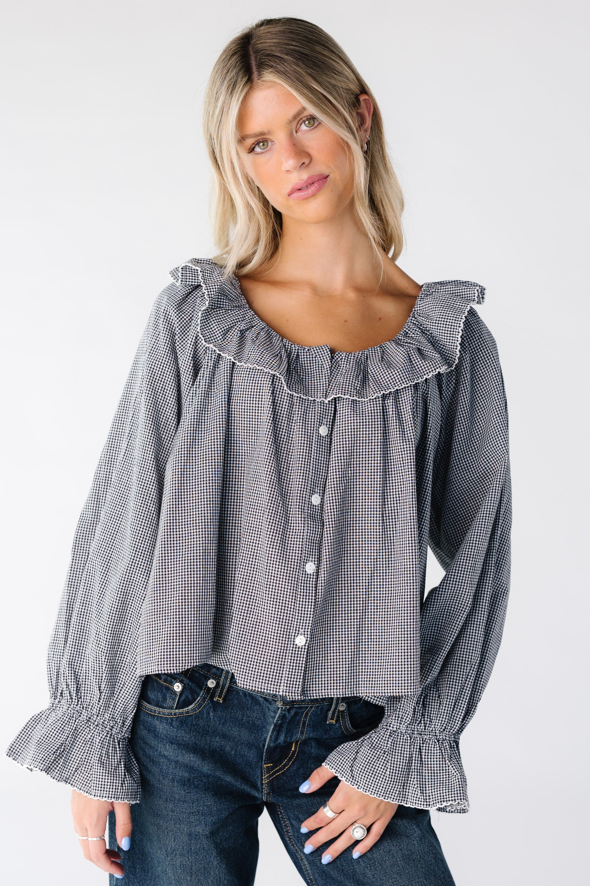 Best of Gingham Blouse for women in black