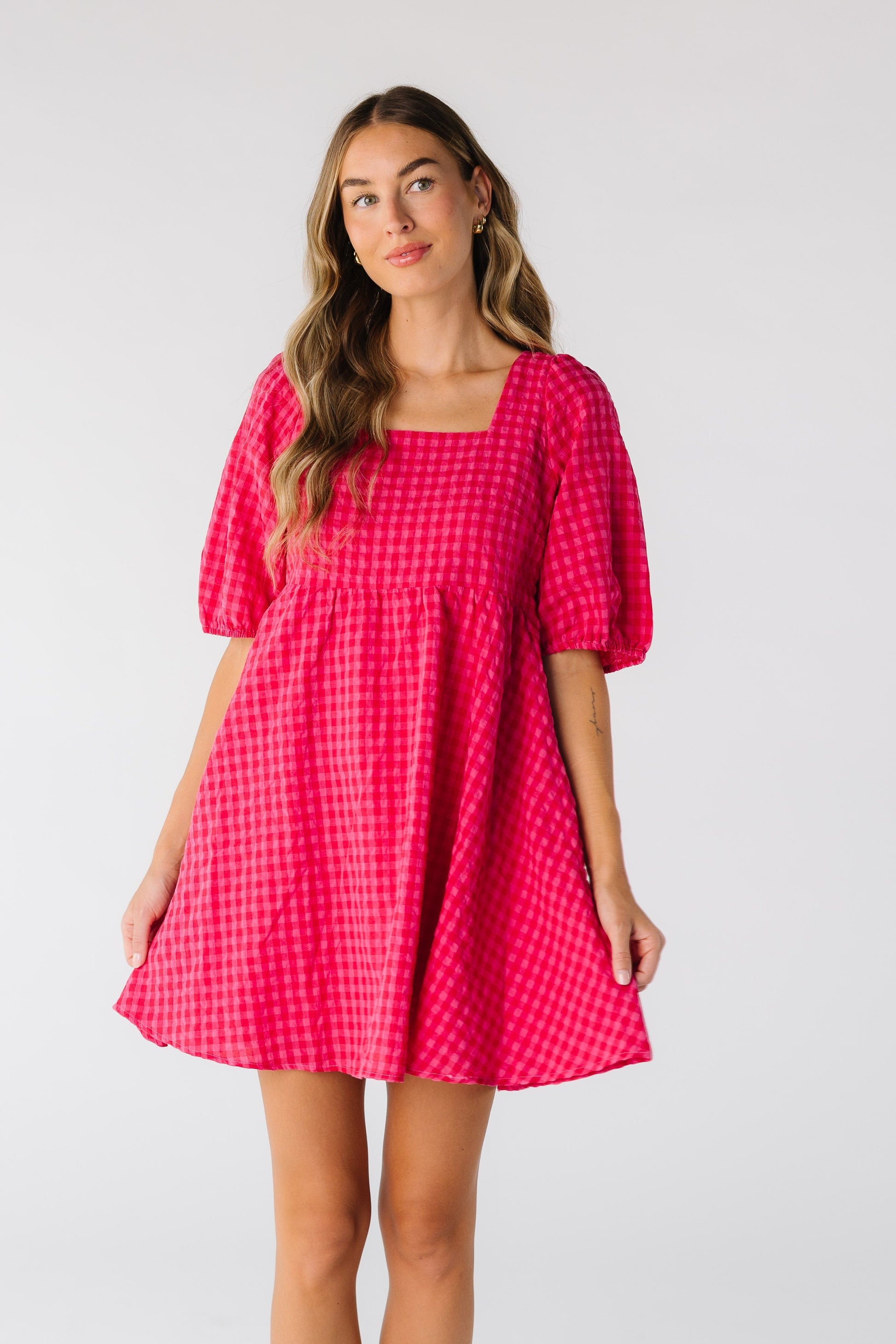 Brass & Roe Kate Gingham Knee Dress WOMEN'S DRESS brass & roe