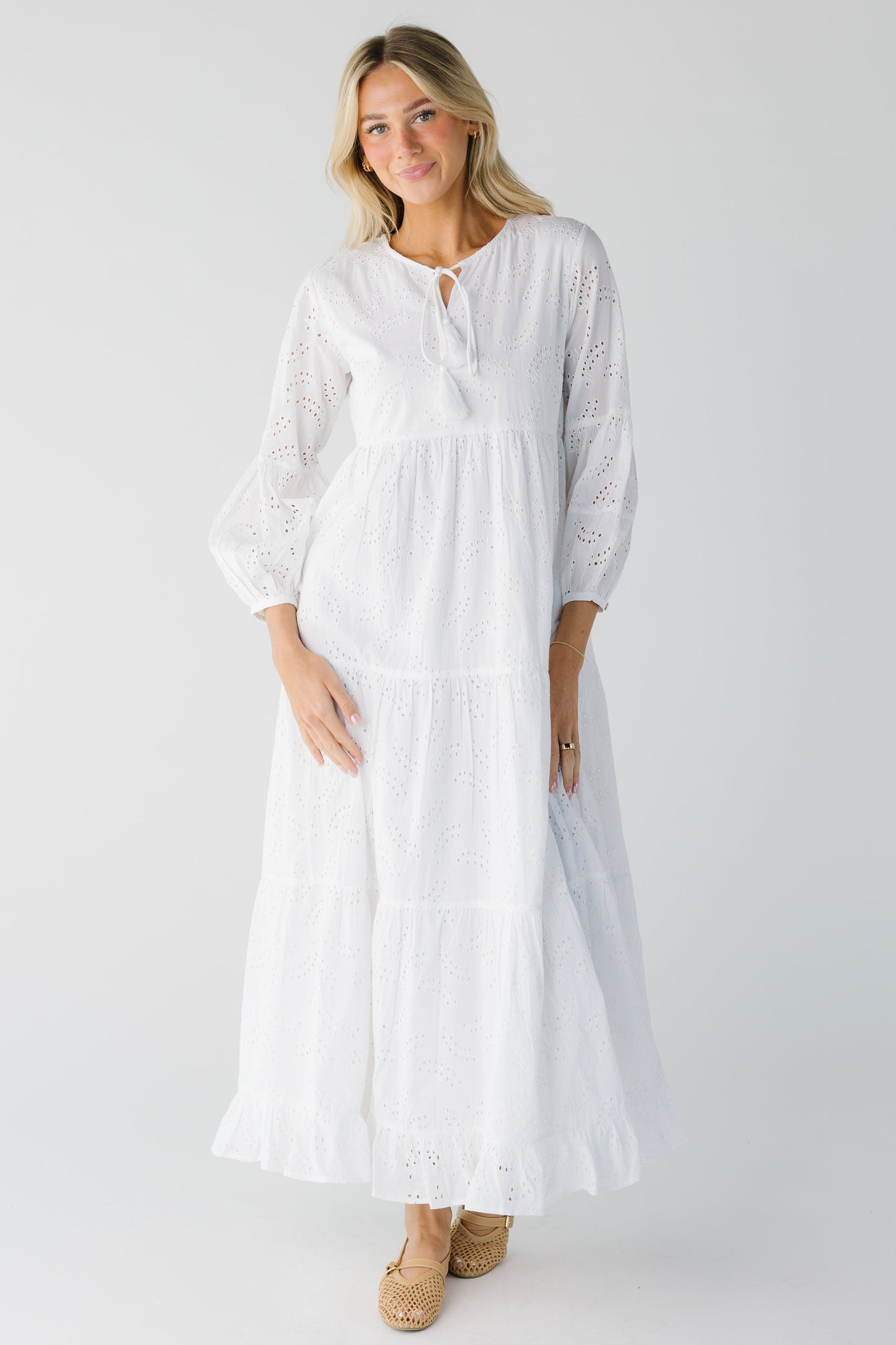 Citrus Millie Eyelet Dress in white