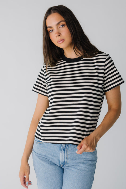 The Cooper Top for women in black and white stripe