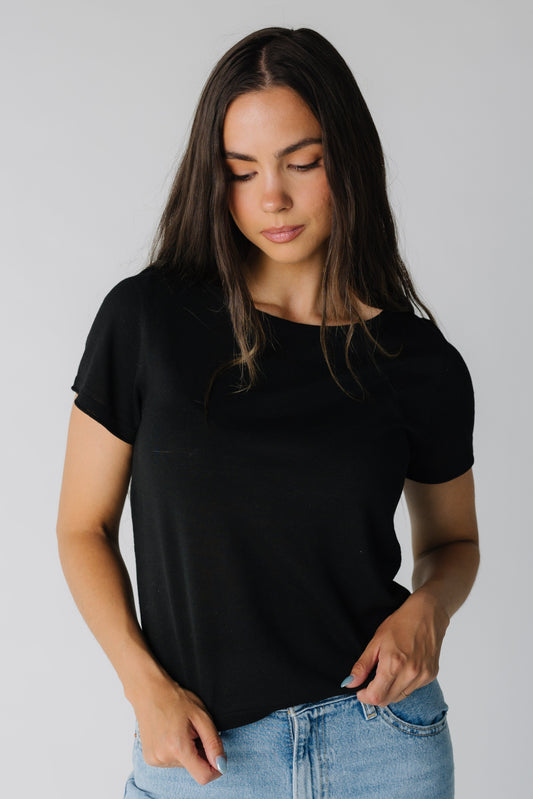 Black short sleeve women's sweater