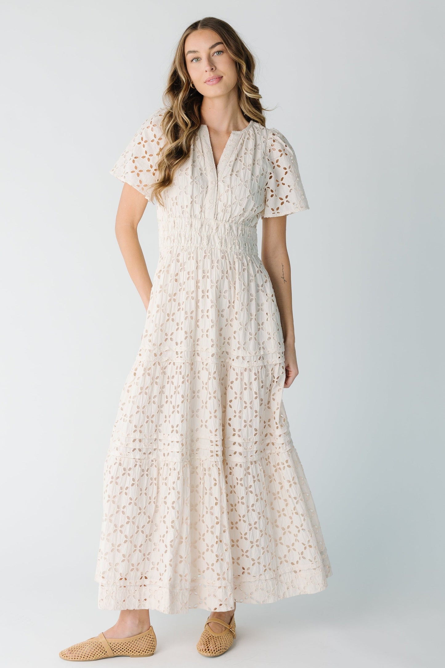 Citrus Eyelet Shae Dress - Eggshell WOMEN'S DRESS Citrus Eggshell XS