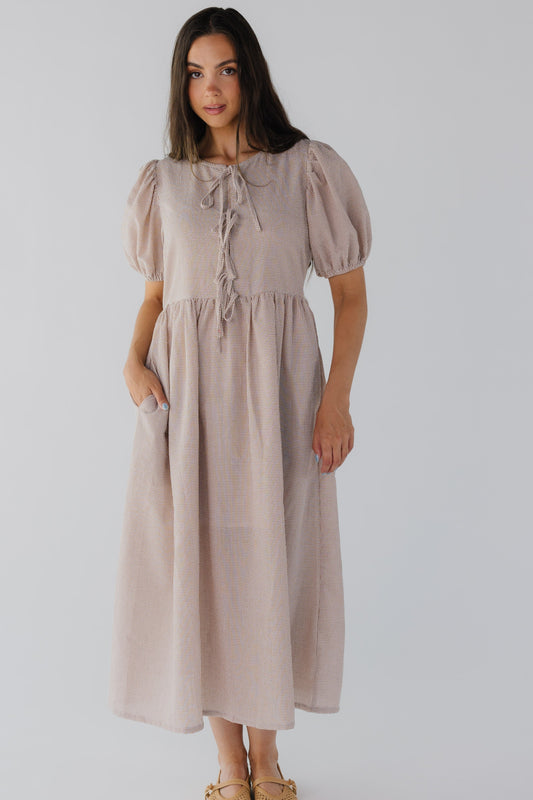 Florence Gingham Dress midi dress in brown