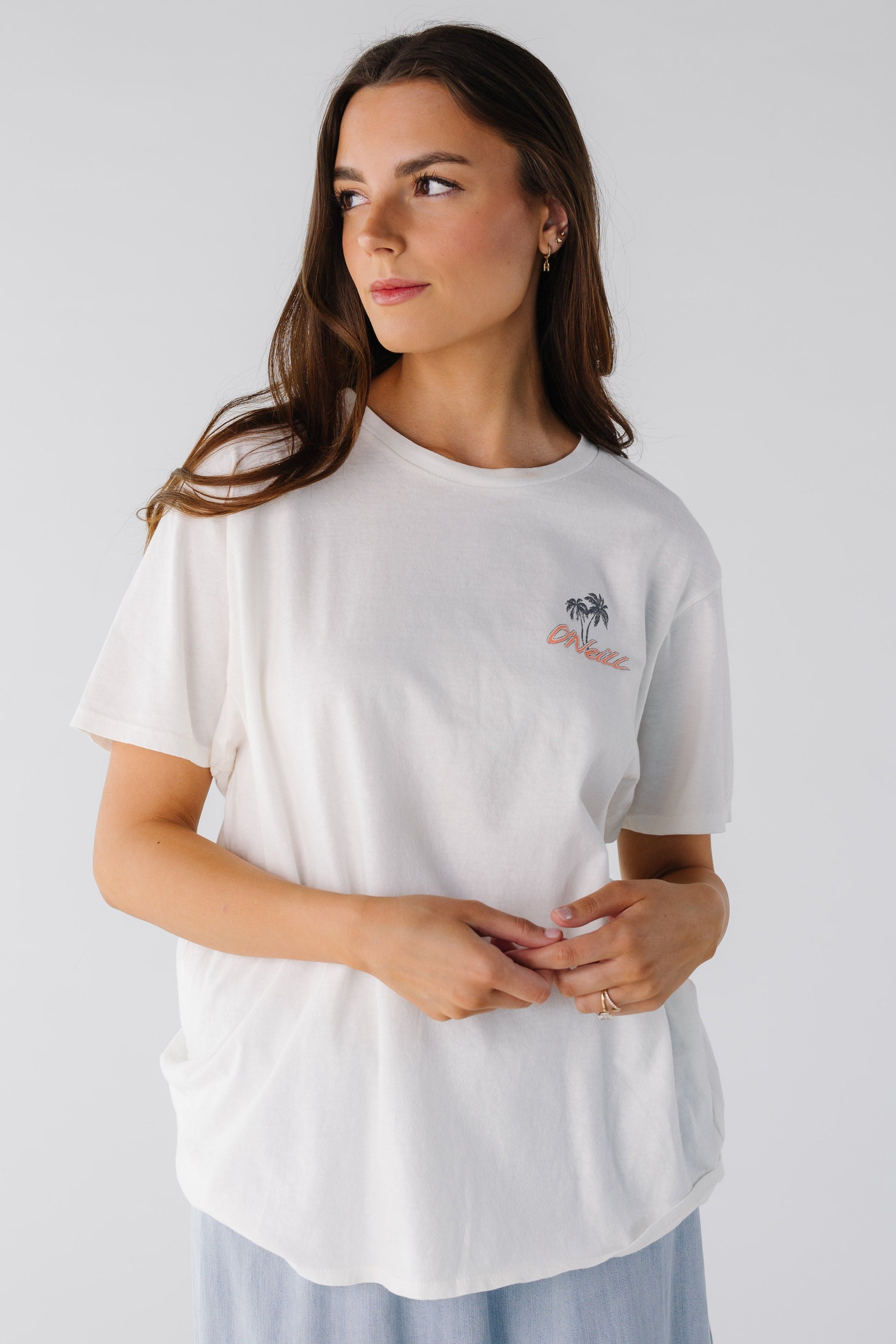 White O'Neill loose fitting graphic tee in white