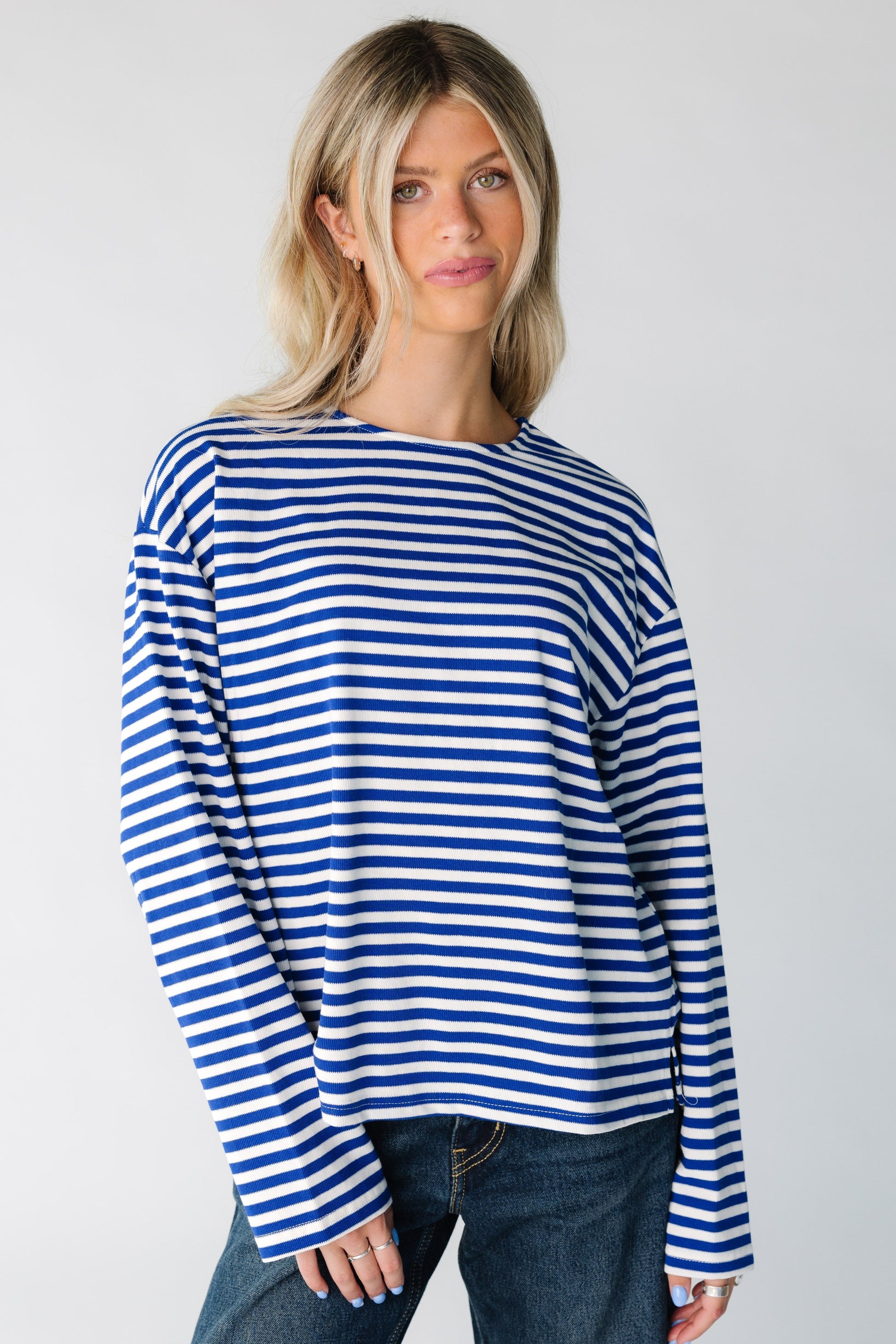 Tamara Striped Tee for women in blue and white