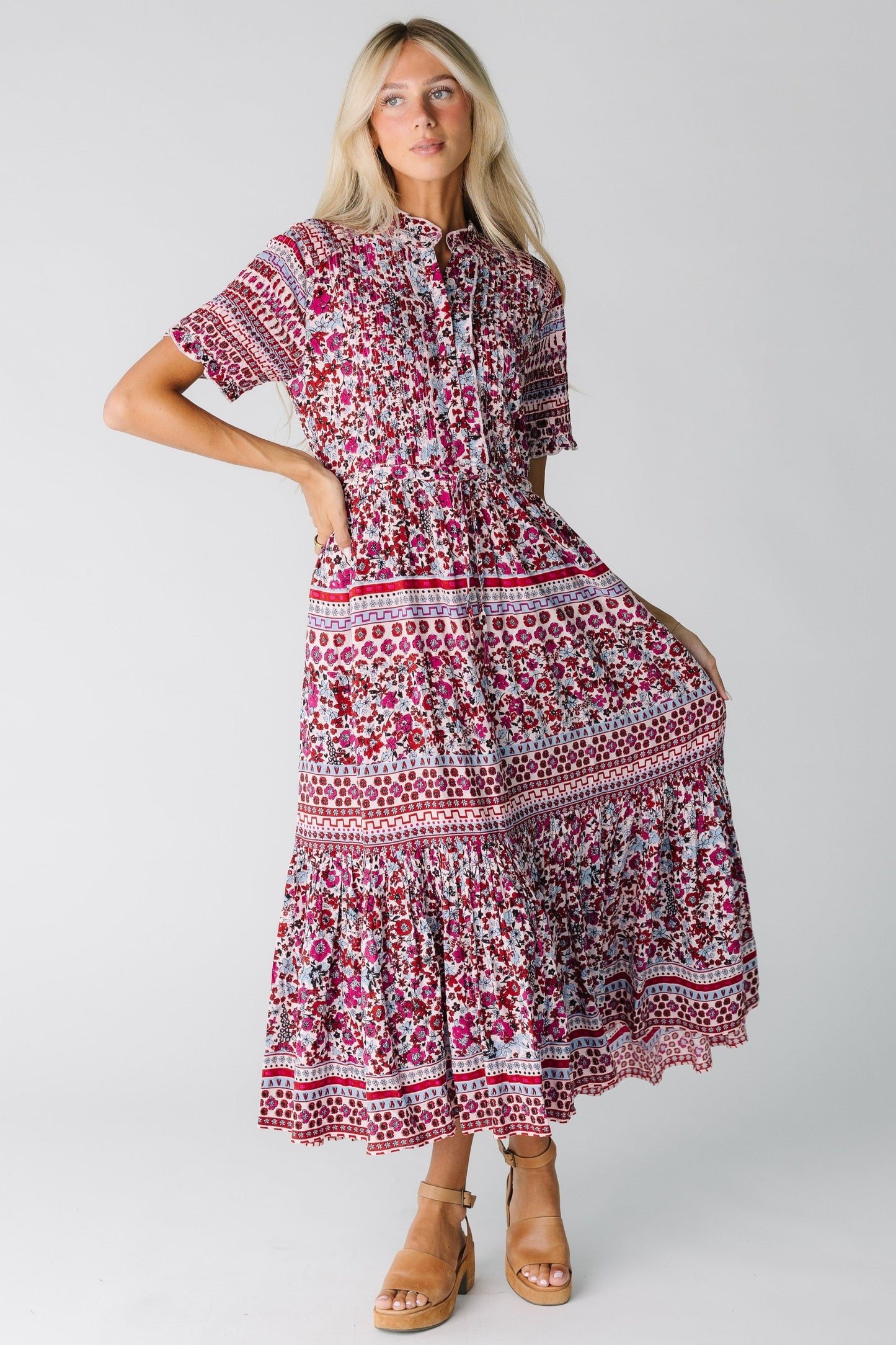 Citrus Pintuck Mix Print Dress WOMEN'S DRESS Citrus