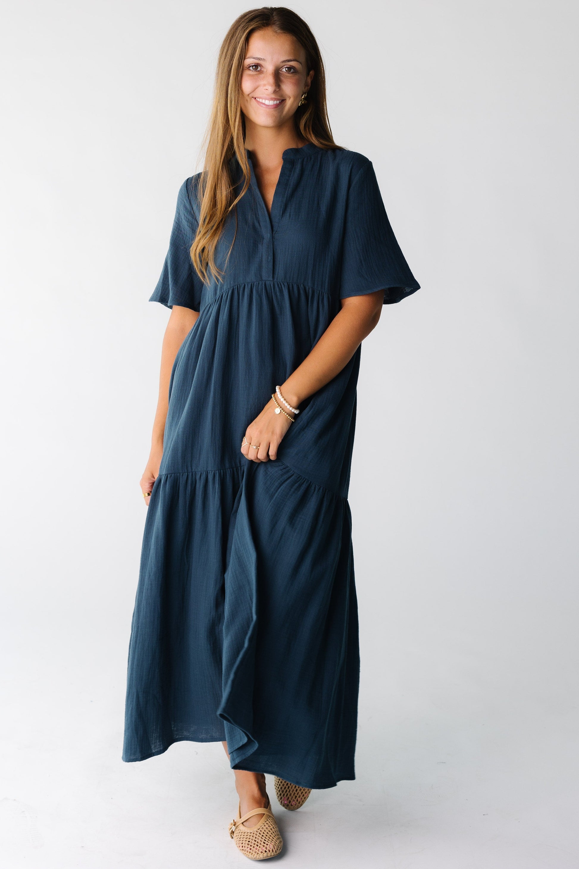Brass & Roe The Pondering Gauze Dress for women and teens in dk teal