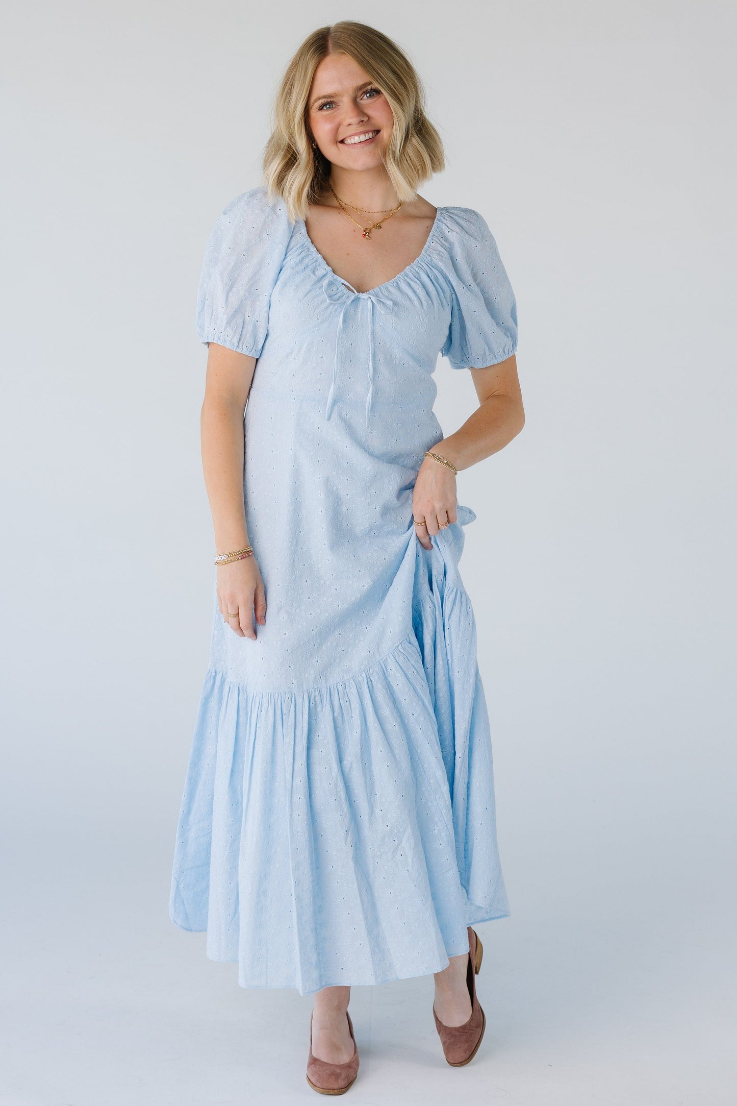 Alba Eyelet Dress - Montana Collection in light blue