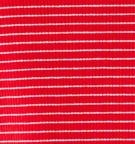 Red pinstripe fabric swatch