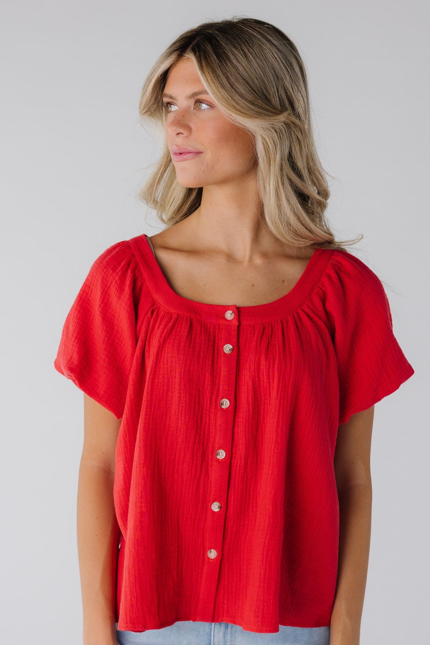 Brass & Roe Gauze Button-Down Top - Summer WOMEN'S TOP brass & roe