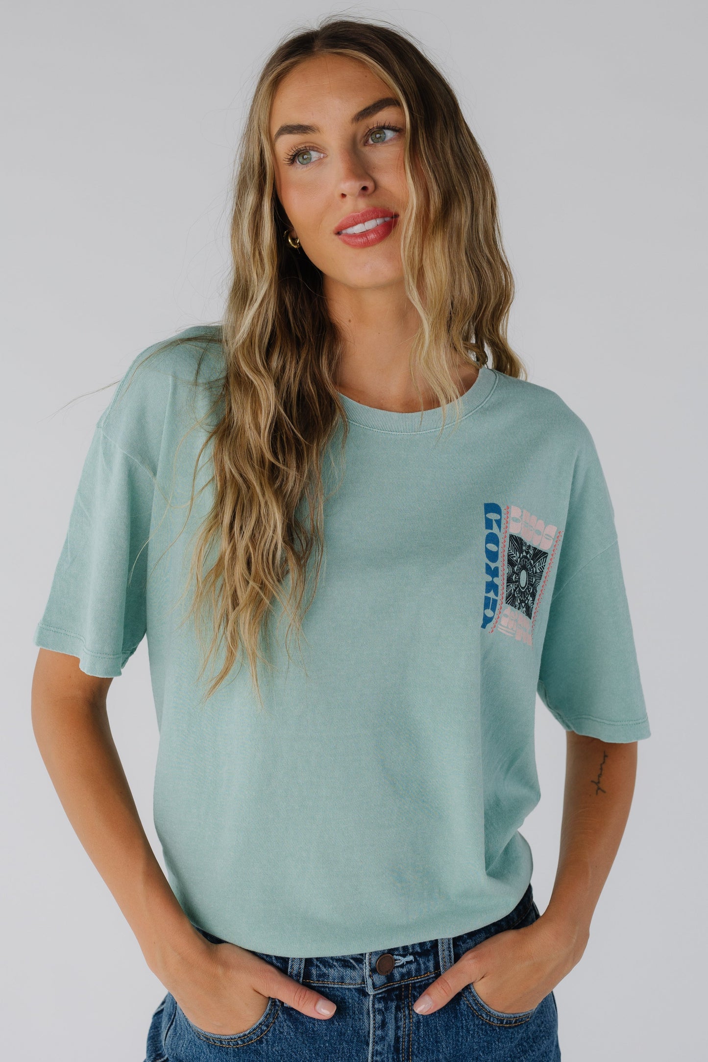 Roxy Besos Tee in light teal RZ71396AB7GY