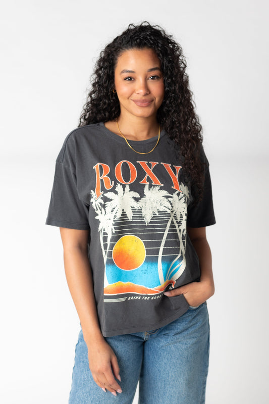 Black Roxy tee with large front graphic ARJZT07908