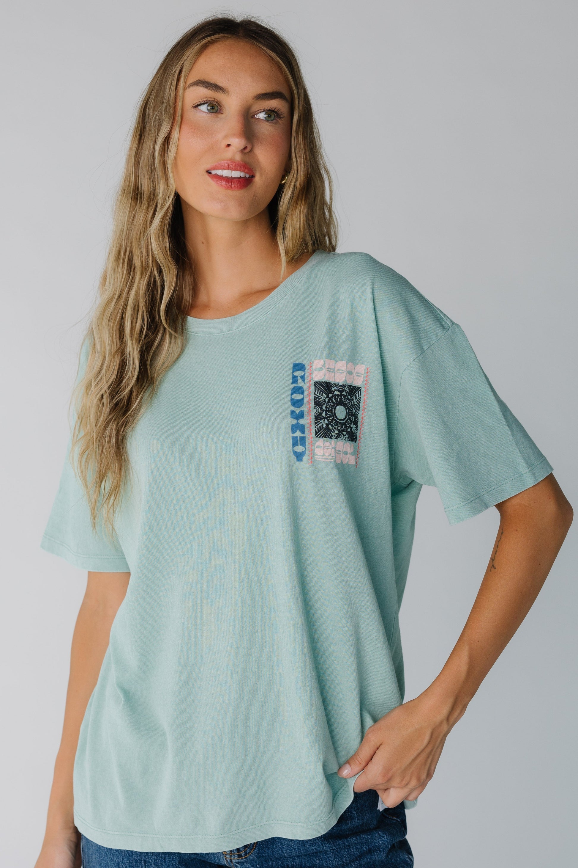 Light teal graphic tee by Roxy RZ71396AB7GY