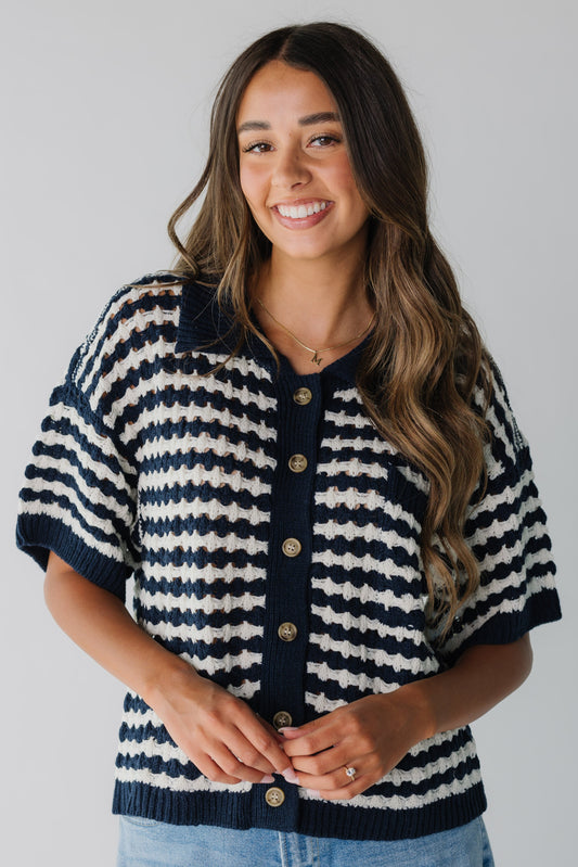 School Days Sweater for women in navy and white
