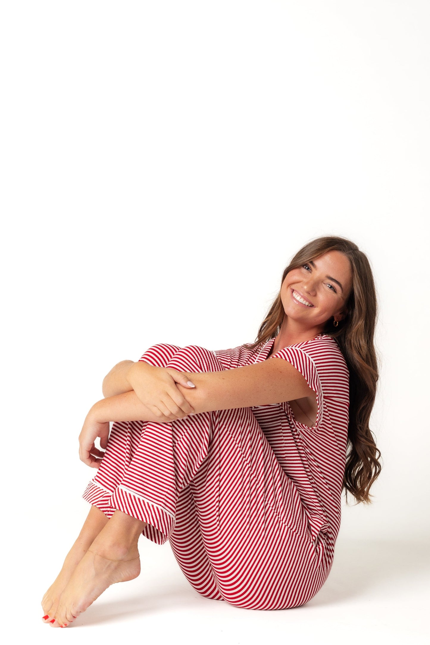 Red stripe petite onesie pajama
