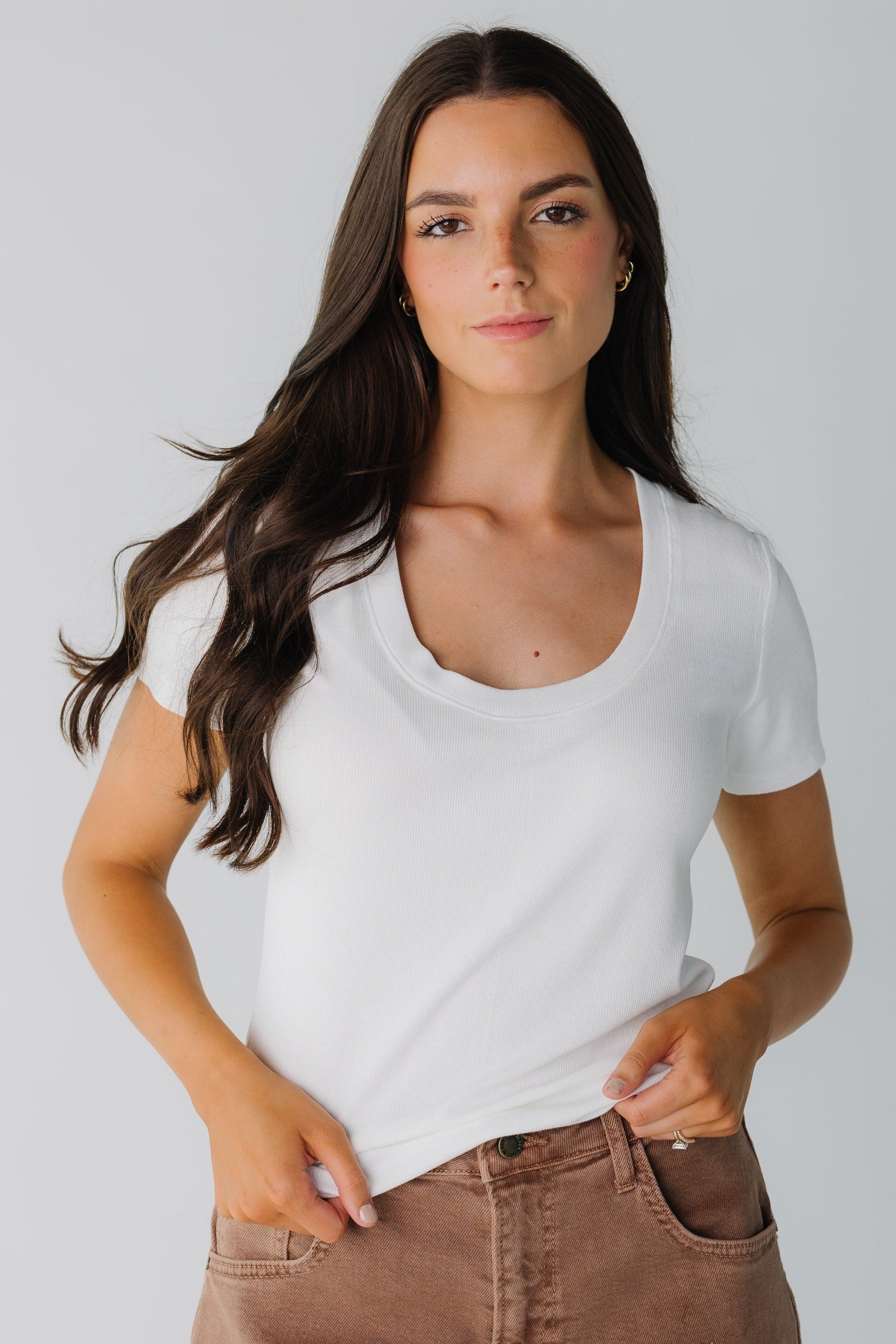 Sophie Scoop Neck Top for women in white