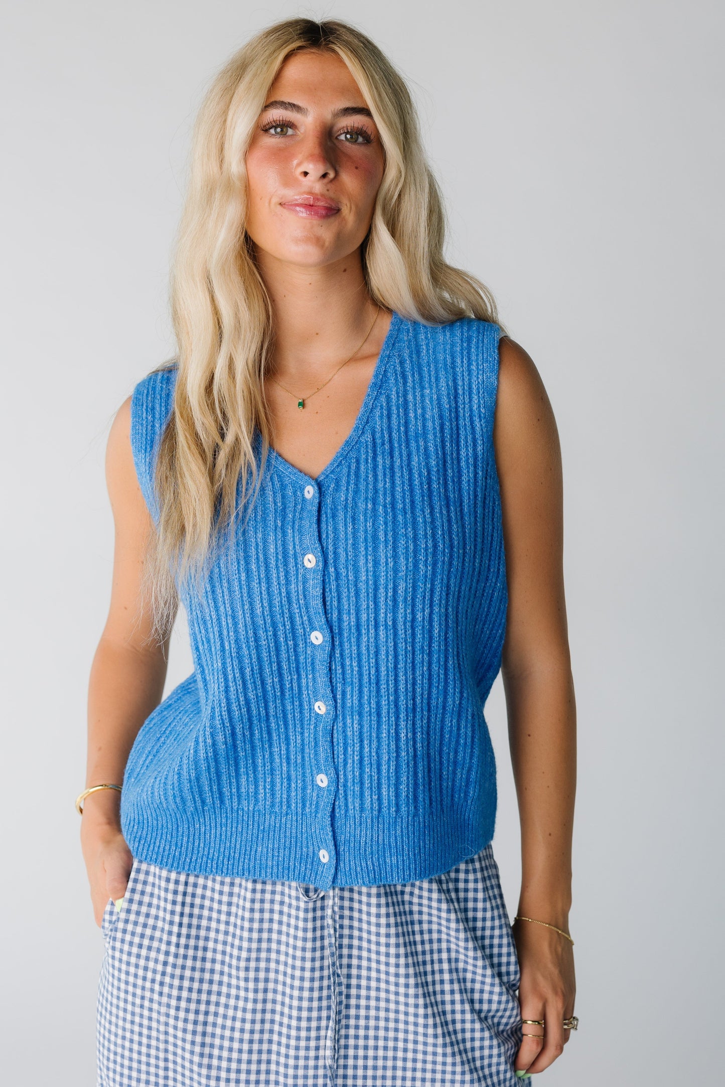 The Enzo Sweater Vest for women in blue