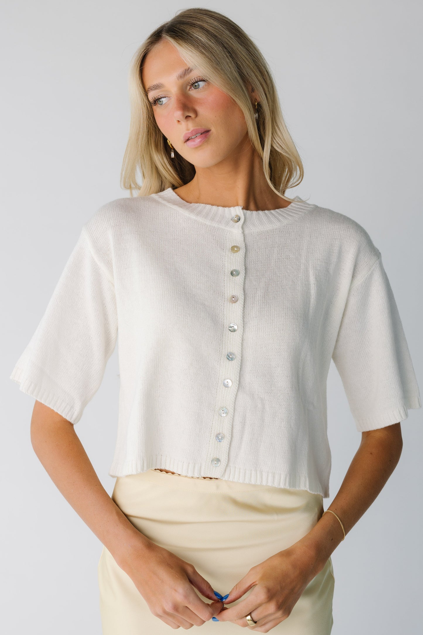 Cream button down cardigan