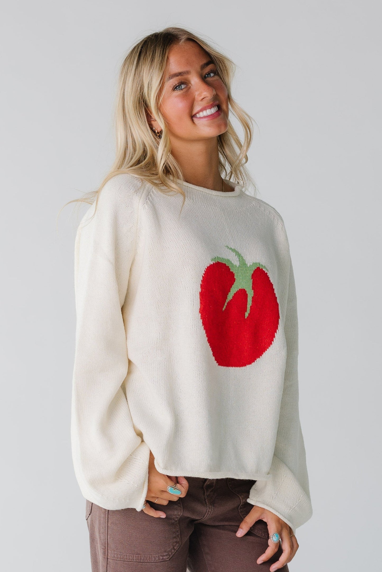 The Gabby Tomato Sweater for women in ivory