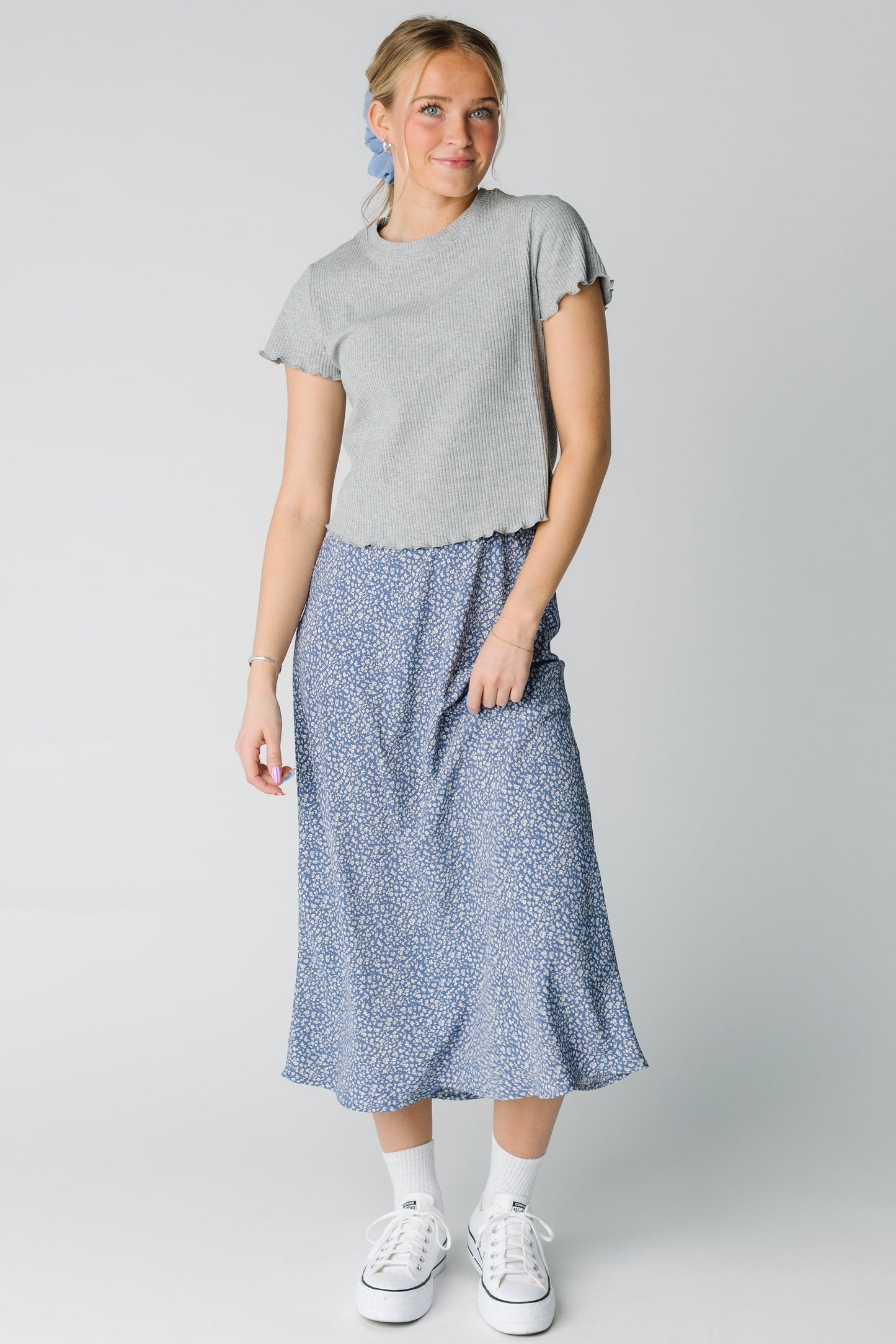 The New June Skirt in dusty blue