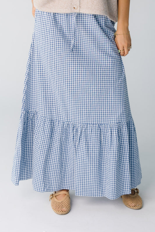 Tricia Gingham Skirt for women in blue