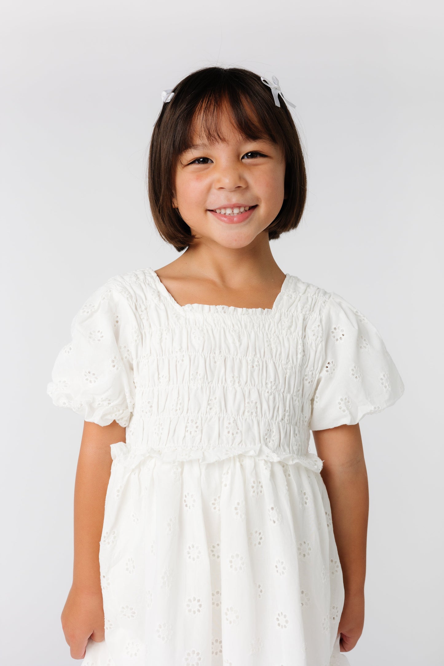 Brass & Roe Ella Girl's Eyelet Neck Dress GIRL'S DRESS brass & roe White XXS