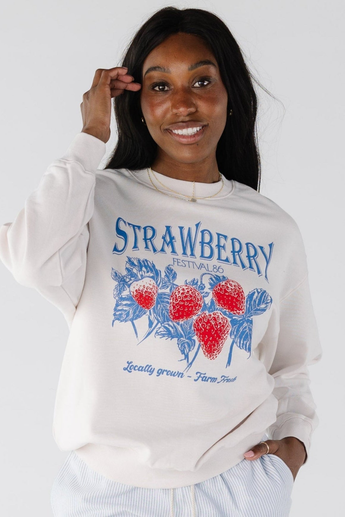 Strawberry Festival Sweatshirt in white