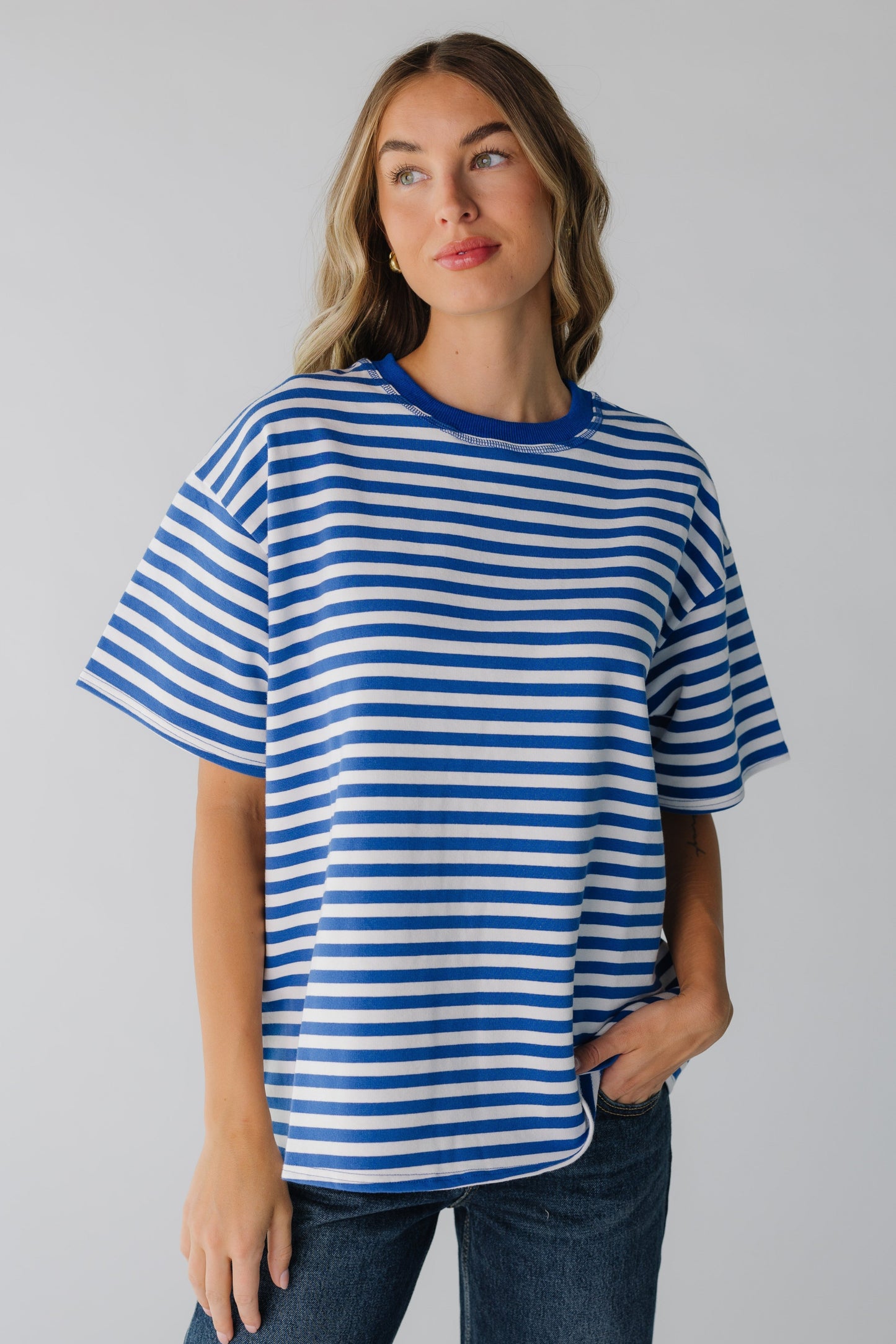 Oversized Stripe T-shirt - New for women in royal stripe